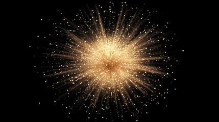 Wall Mural - Glowing Gold Explosion with Sparkling Particles on Black Background
