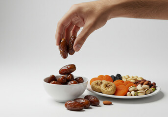 Wall Mural - hand holding a bowl of nuts