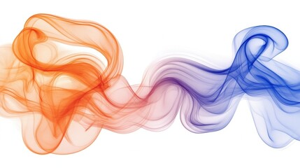 Wall Mural - Colorful Smoke Waves Flowing in Orange and Blue Hues on White Background
