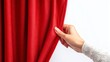 © Watcher - Red Curtain Unveiling A Hand Gently Opens Rich Fabric