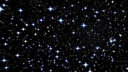Wall Mural - Starry night sky animation. Cosmic beauty in dark deep space background. Flight through the universe. Interstellar travel