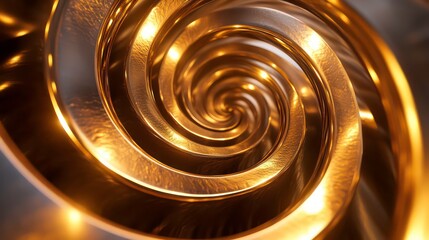 Wall Mural - an abstract image showcasing a spiral of metallic elements accentuated by glowing lights, illustrati