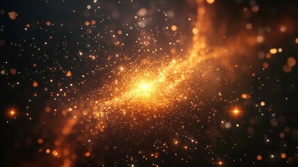 Wall Mural - abstract cosmic dust and nebula with glowing particles and bright light.