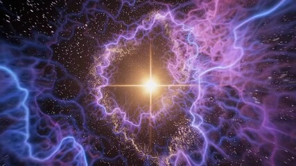 Wall Mural - Flight through universe. Cosmic beauty in dark deep space background. Galaxy and universe. Interstellar travel animation. Colorful stars