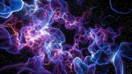 Wall Mural - Colorful cosmic nebula in deep space. Galaxy exploration and universe beauty. Travel through outer space. Science fiction animation