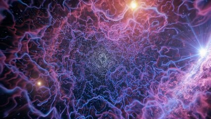 Wall Mural - Colorful cosmic nebula in deep space. Galaxy exploration and universe beauty. Travel through outer space. Science fiction animation