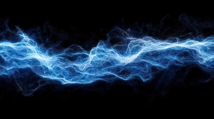 Wall Mural - blue wave particles glowing light futuristic technology data flow abstract digital network cyber sec
