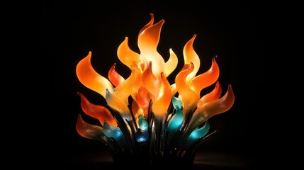 Wall Mural - bright fire flames against a black background