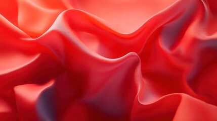 Wall Mural - bright red silk fabric draped in soft folds with smooth texture and vibrant color. the fabric's glos