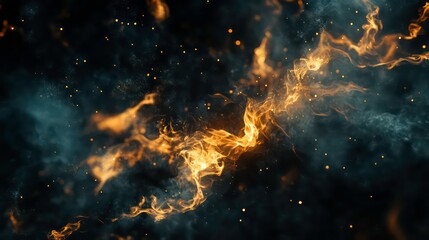 Wall Mural - bright fire flames against a black background