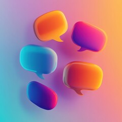 Leinwandbilder - Colorful speech bubbles floating against a vibrant gradient backdrop in a digital art composition. Generative AI