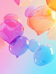 Fototapete - Colorful bubbles floating against a soft pastel background capturing light and reflection in a playful display. Generative AI