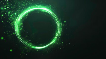 Wall Mural - circle green ring energy, illustration for product presentation template, copy space dark background