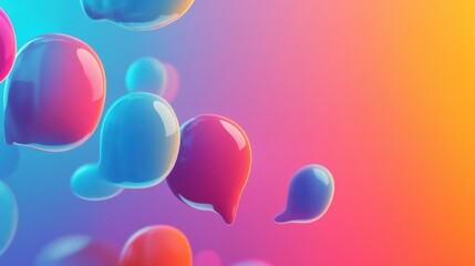 Leinwandbilder - Colorful abstract bubbles floating against a vibrant gradient background in a digital artwork display. Generative AI