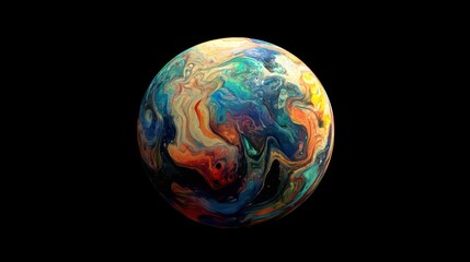 Wall Mural - abstract colorful sphere, swirling paint texture, vibrant hues, cosmic art, digital rendering, plane
