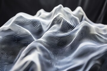 Abstract White Gridded Surface Undulating Form
