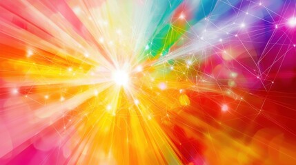Vibrant burst of colors radiating outwards, creating a dynamic and energetic visual experience.  A mesmerizing interplay of light and network connections.