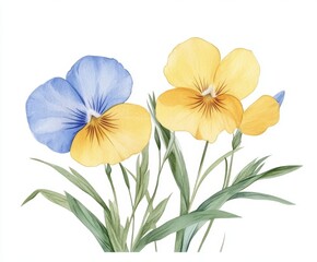 A lovely floral set with soft watercolor spring blossoms. Stock illustration