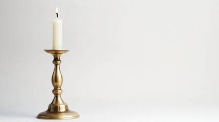 Canvas Print - elegant vintage brass candlestick holder, perfect for decorative use or special events against a whi