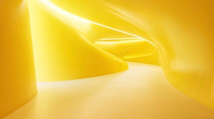 Wall Mural - empty yellow tunnel 3d light room background. abstract space tunnel interior. modern render perspect
