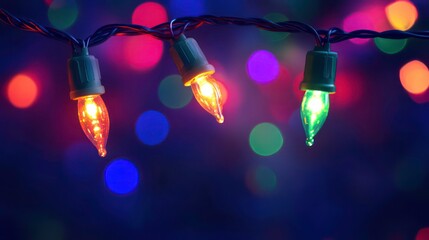 Wall Mural - festive bokeh: dark blurred christmas lights background with happy holiday party glow and warm flare