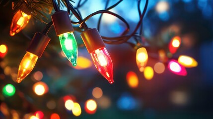 Canvas Print - festive bokeh: dark blurred christmas lights background with happy holiday party glow and warm flare