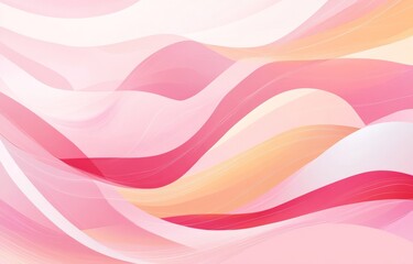 Sticker - Light pink watercolor waves and mountains depicted in an abstract style on a white background