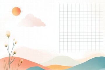 Aufkleber - Creative planner layout featuring nature inspired elements with a soft abstract design. Generative AI