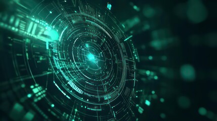Wall Mural - green ai text with digital and futuristic elements glowing in the dark, artificial intelligence bann