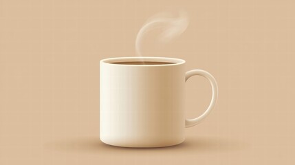 Leinwandbilder - Warm cup of coffee sits on a neutral backdrop with steam curling upwards in a cozy setting. Generative AI