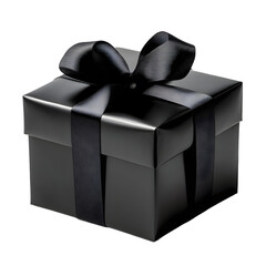Wall Mural - black gift box isolated on transparent background cutout