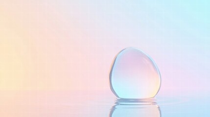 Leinwandbilder - Delicate water droplet reflecting soft pastel colors on a smooth surface. Generative AI