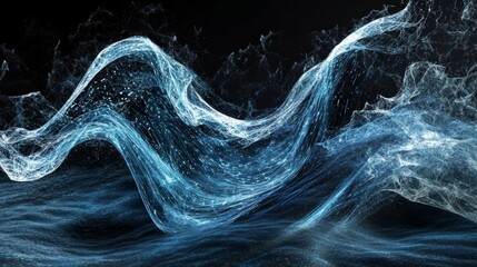 Wall Mural - futuristic abstract flowing data wave design in dark background