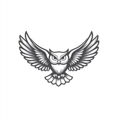 Wall Mural - Owl in flight, white background, wildlife illustration, logo design