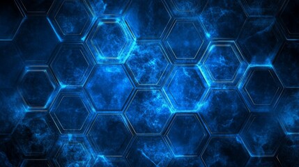 Wall Mural - blue tech circuit background with hexagon pattern in vibrant design