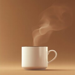 Aufkleber - Warm cup of steaming beverage on a minimalistic background inviting comfort and relaxation during a quiet moment. Generative AI