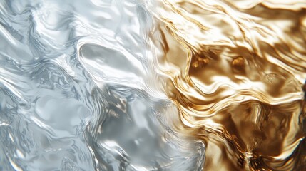 Poster - Abstract Liquid Gold and Silver Swirl Texture: A Luxurious Blend of Metallic Hues