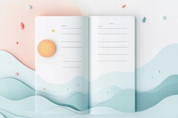 Poster - Nature inspired planner layout with abstract elements for organization and creativity. Generative AI