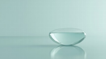 Fototapete - Clear glass bowl with water placed on a smooth surface under soft natural light in a minimalistic setting. Generative AI