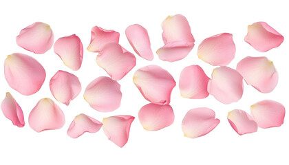 Wall Mural - pink rose petals isolated on transparent background cutout