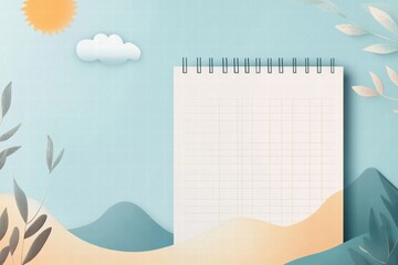 Leinwandbilder - Nature inspired planner layout featuring abstract sun, clouds, mountains, and space for notes and tasks. Generative AI