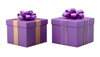 Wall Mural - two purple gift box isolated on transparent background cutout