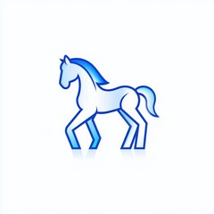 Wall Mural - A horse outline in blue with gradients, standing alone on a white background, vector