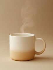 Aufkleber - Warm cup of steaming beverage against a smooth neutral background during a cozy indoor setting. Generative AI