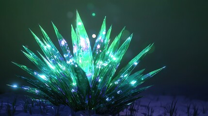 Wall Mural -  A photo of a plant with many light sources surrounded by snow on the ground