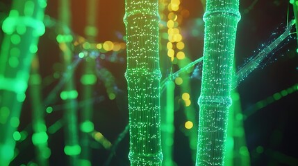 Wall Mural -   A clear photo of several lights on a pole surrounded by sharp images of trees in the background