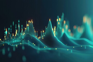 Wall Mural - abstract digital landscape with glowing peaks. ai.