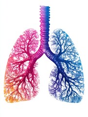 Leinwandbilder - Unique artistic representation of human lungs showcasing intricate tree like structures in vibrant colors. Generative AI