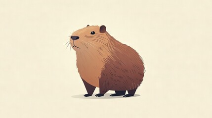 Wall Mural -   A brown rodent perched on hind legs, surprised expression