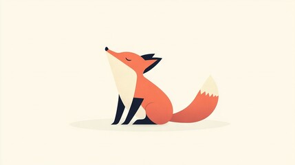 Wall Mural - a red fox sits on the ground with its head turned to the side